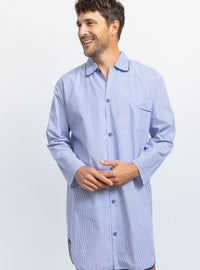 Liquette homme rayée bleue en coton fabriquée en France