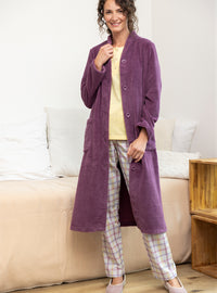 robe de chambre femme coton rose violine