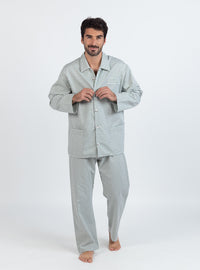 pyjama-homme-coton-carreaux-vert-sauge