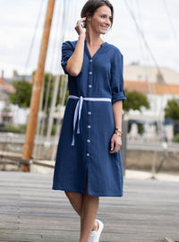 robe femme gaze de coton bleu indigo