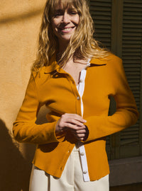 cardigan dominique jaune safran cardigan jaune femme look estival