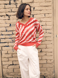 pull doriane rose pastèque esprit rétro contemporain