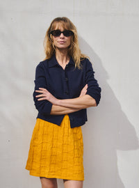 jupe domitille jaune safran jupe femme tricot jaune lumineux chic
