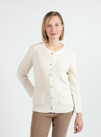 Cardigan femme en laine extrafine mérinos blanc naturel