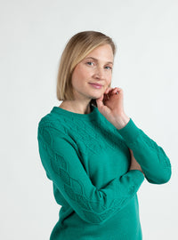 pull en laine maille irlandaise vert