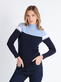 pull chaussette femme laine mérinos bleu marine