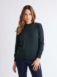 pull femme laine mérinos vert sombre made in France