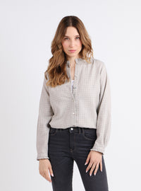 Chemisier femme à carreaux gris en coton bio