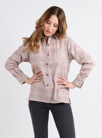 surchemise femme laine carreaux rose fabriquée en France