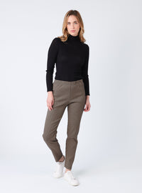 pantalon femme imprimé noir camel stretch