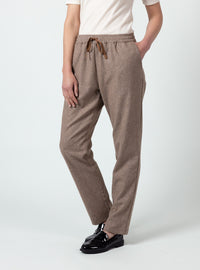 pantalon femme beige foncé taille élastiquée