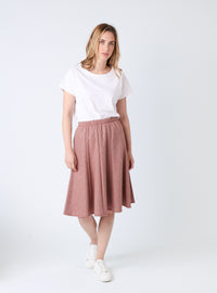 Jupe femme en laine chevrons marron cuivré fabriquée en France