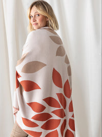 Plaid adulte laine mérinos beige motif jacquard