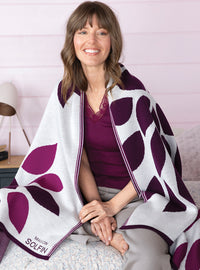 plaid adulte laine mérinos rose jacquard fabriqué en France