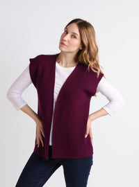 Gilet sans manches femme en laine mérinos Violet Nuit – vue de face
