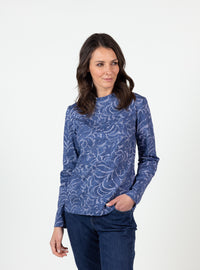Tee-shirt femme coton maille jersey col montant