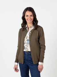 cardigan femme laine mérinos vert jonc