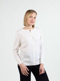 Cardigan femme en laine mérinos blanc naturel