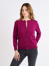 cardigan femme laine mérinos violet améthyste