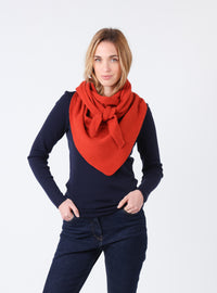 Écharpe en pointe femme laine mérinos orange brûlé