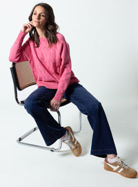 silhouette pull femme en laine rose
