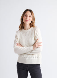pull femme cachemire laine mérinos blanc crème