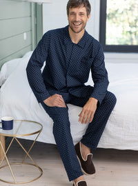 pyjama homme coton graphique bleu fabriqué en France