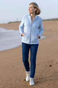 Veste polaire femme coton polyester bleu ciel