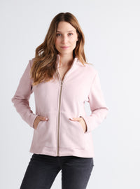 veste zippée femme rose poudre fabriquée en France