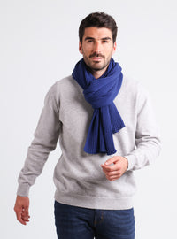 écharpe homme cachemire laine bleu indigo