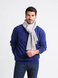 écharpe homme cachemire laine gris nacre
