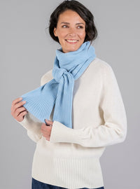 echarpe femme en laine bleu glacier