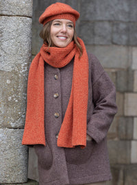 écharpe femme laine recyclée orange mouliné fabriquée en France