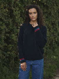 pull elsa noir tricot col rond maille structurée