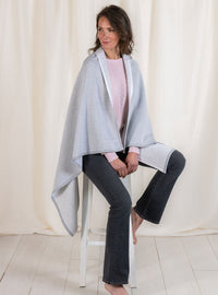 plaid jacquard gris en laine mérinos fabriqué en France