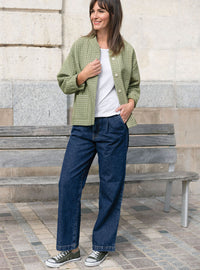 Pantalon femme 7/8ème en coton bleu
