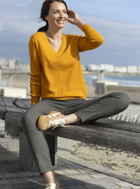 Pantalon femme noir en coton
