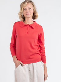pull-femme-laine-merinos-col-polo-rouge