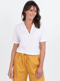polo-femme-coton-flamme-blanc