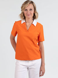 polo-femme-coton-flamme-orange-melon