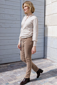 Pull femme laine mérinos et cachemire blanc lait