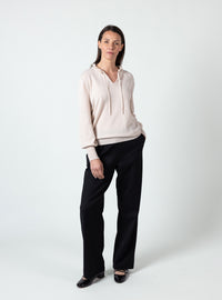 Pantalon large femme noir laine