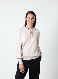 Pull femme laine mérinos et cachemire blanc lait