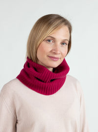 Tour de cou femme en cachemire rose framboise