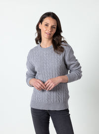 Pull femme col rond laine merinos gris douceur