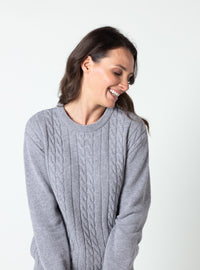 Pull col rond femme gris douceur