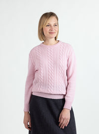 Pull col rond femme rose romantique