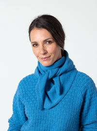 Écharpe en pointe femme laine mérinos bleu céramique