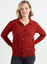 Cardigan femme marron noisette en laine mérinos et cachemire