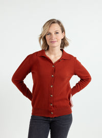 Cardigan femme marron noisette en laine mérinos et cachemire